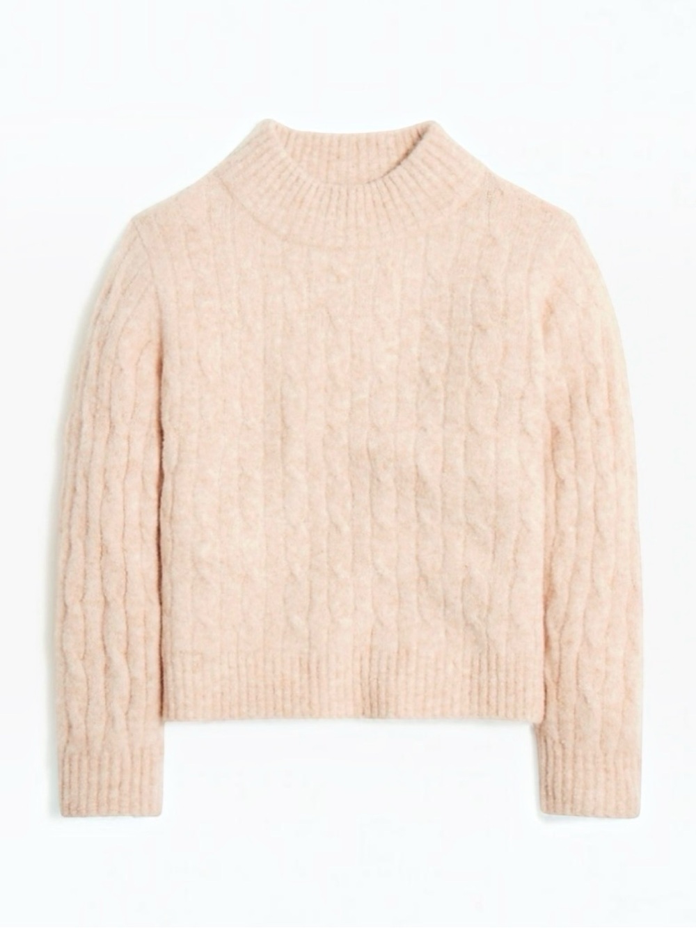 J.Crew Crewcuts Girls Cable Knit Mockneck Sweater Beige Cream Wool Blend XS 4-5 - Picture 2 of 7